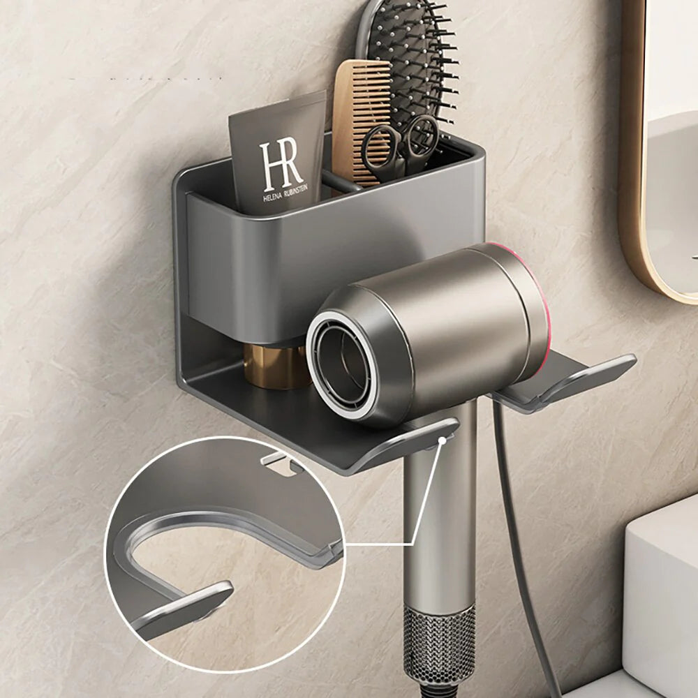 Revolutionize Your Bathroom Organization with the Stylish Wall-Mounted IONIC Hair Dryer and Straightener Organizer