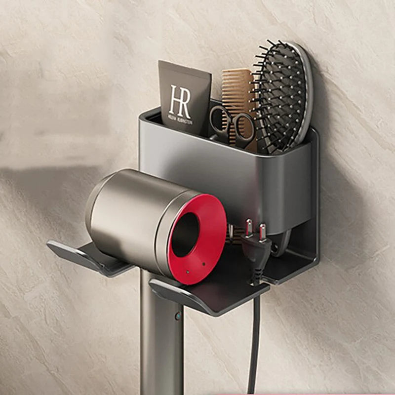 Revolutionize Your Bathroom Organization with the Stylish Wall-Mounted IONIC Hair Dryer and Straightener Organizer