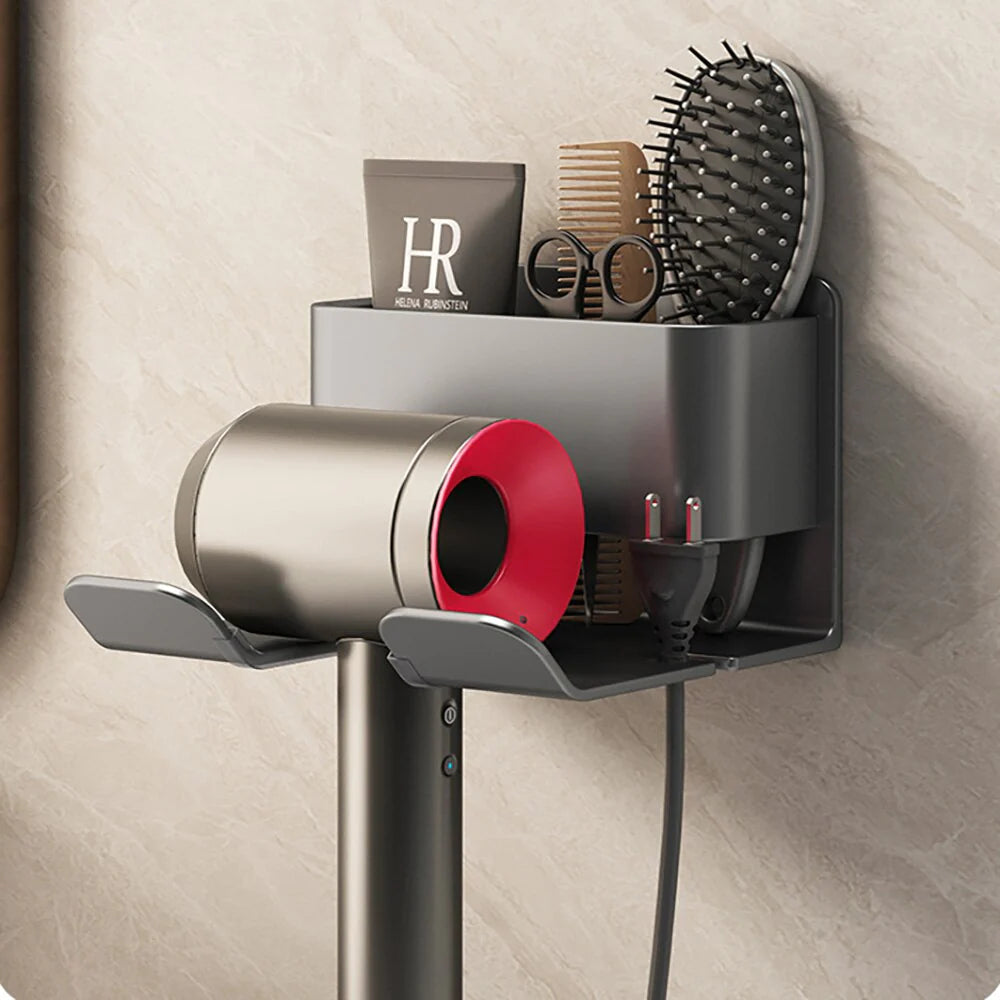 Revolutionize Your Bathroom Organization with the Stylish Wall-Mounted IONIC Hair Dryer and Straightener Organizer