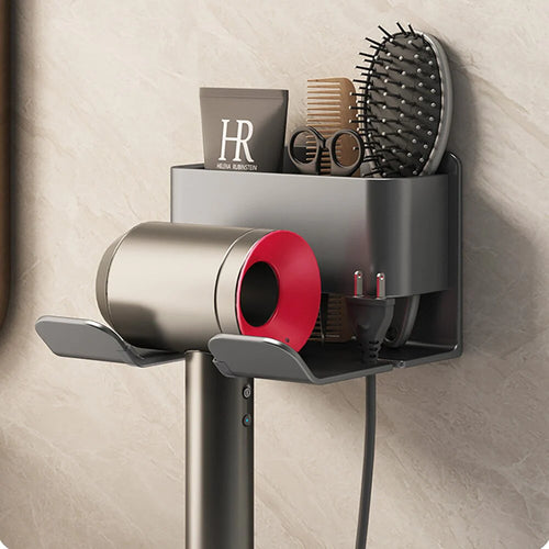 Revolutionize Your Bathroom Organization with the Stylish Wall-Mounted IONIC Hair Dryer and Straightener Organizer